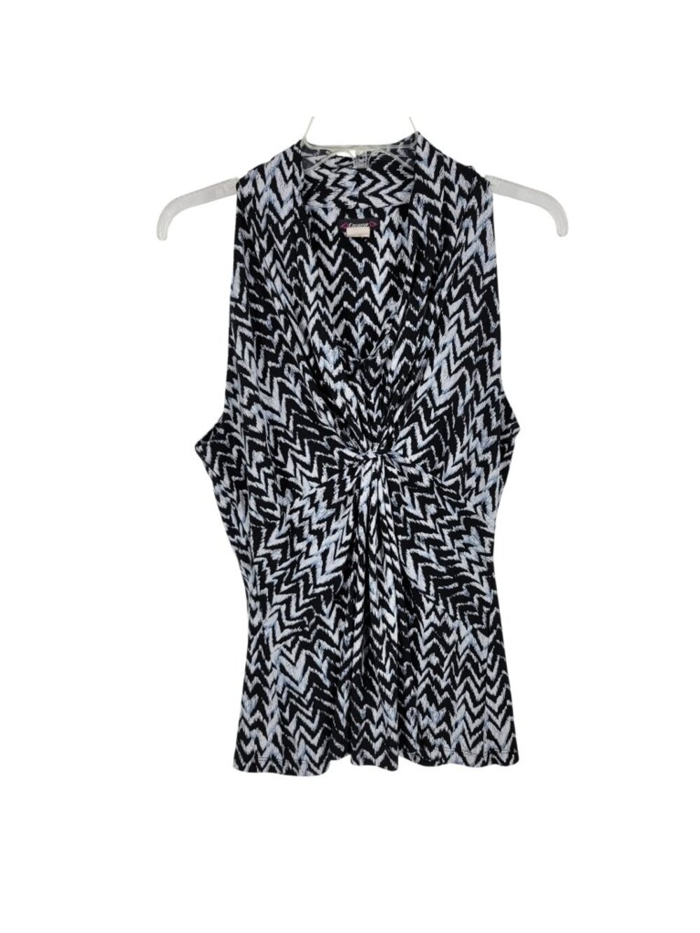 Cocomo Gathered Cinch Top Sleeveless Blouse Bold Graphic Flowy Chic date night L